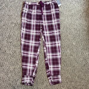 Pj Couture Burgundy Wine White Pink Pajama Pants Soft Stretchy Lightweight L NWT